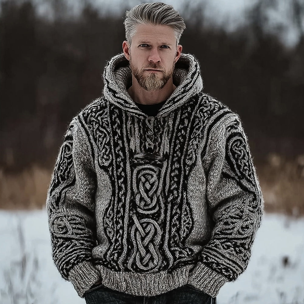 Wildwear Men's Viking Celtic Knot Cozy Knit Hooded Sweater