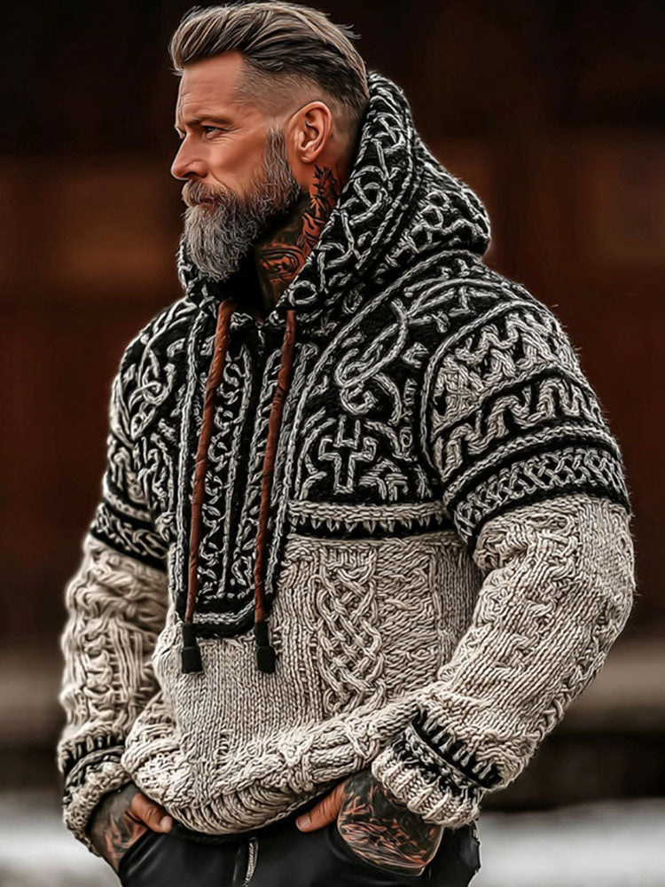 Comstylish Men's Viking Celtic Knot Pattern Art Cozy Hooded