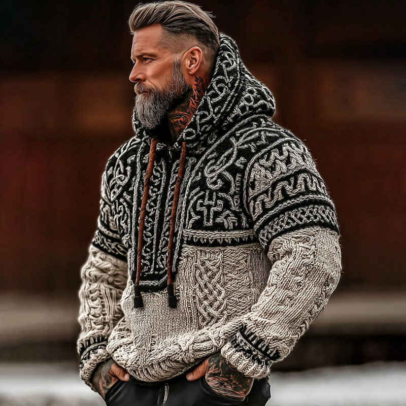 Comstylish Men's Viking Celtic Knot Pattern Art Cozy Hooded