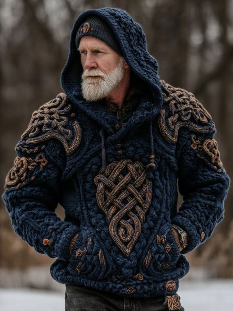 Comstylish Men's Viking Celtic Knot Pattern Art Cozy Hooded