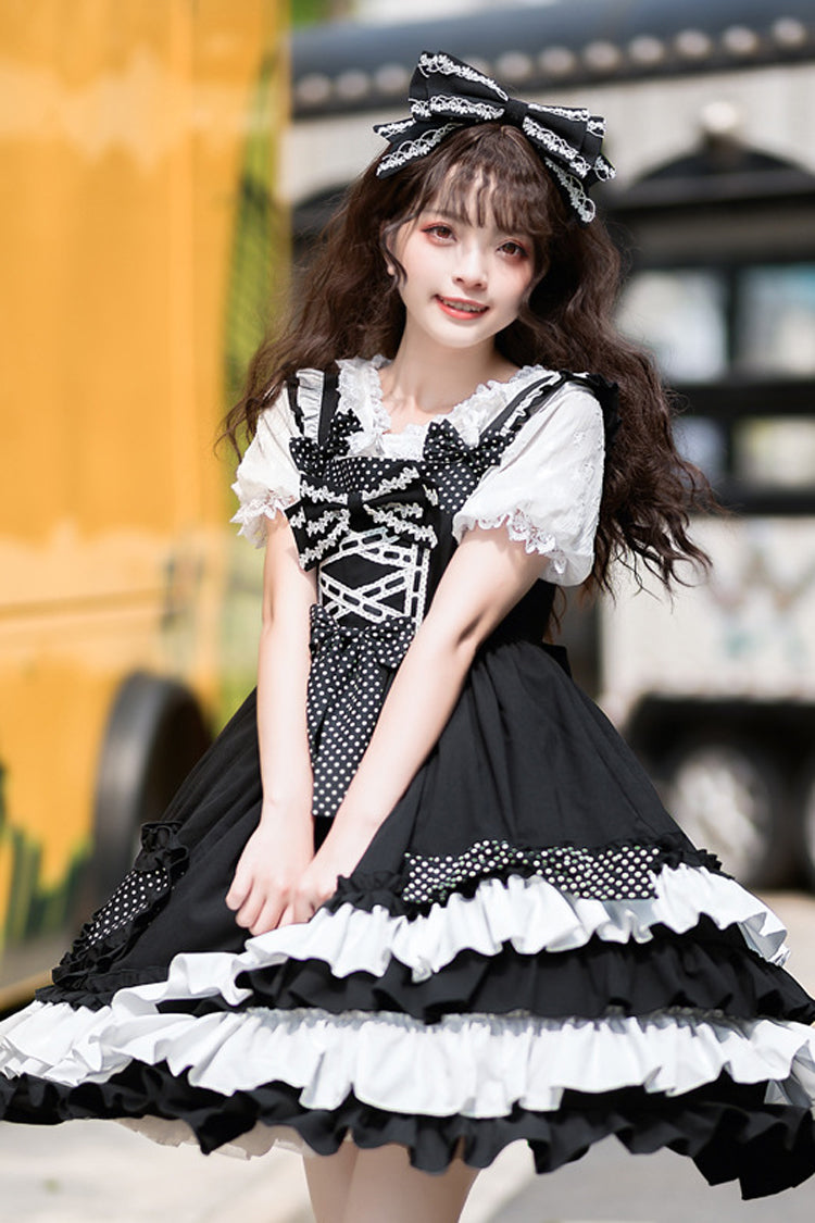 Black Bowknot Ruffled Multi-Layer Classic Lolita Jsk Dress