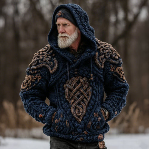 Comstylish Men's Viking Celtic Knot Pattern Art Cozy Hooded