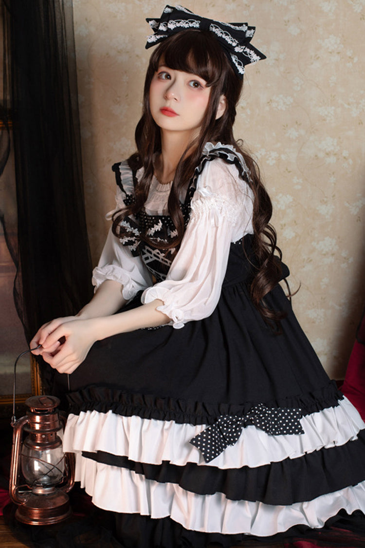 Black Bowknot Ruffled Multi-Layer Classic Lolita Jsk Dress